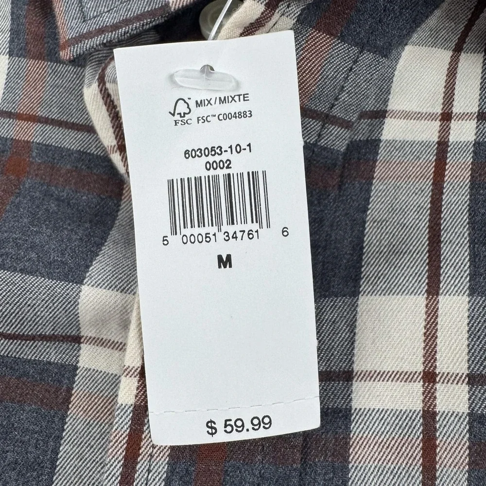 Banana Republic Twill Shirt Mens Medium Gray Plaid Untucked Fit Office‎ NEW $60